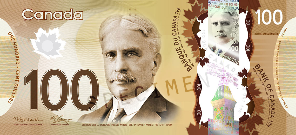 100 Polymer Note Bank Of Canada