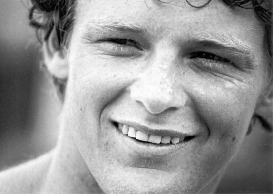 Terry Fox looking off-camera.