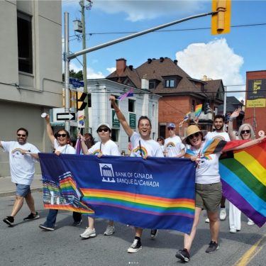 Bank staff participate in Ottawa’s Capital Pride Parade.
